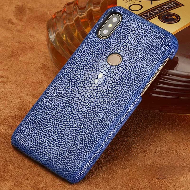 Blue Чехол для телефона чехол для Xiaomi mi 5s 6 8 9 A1 A2 lite Max 2 3 mi x 2s натуральный жемчуг рыбья кожа для Redmi Note 4 4x 4A 5 Plus - Цвет: Blue