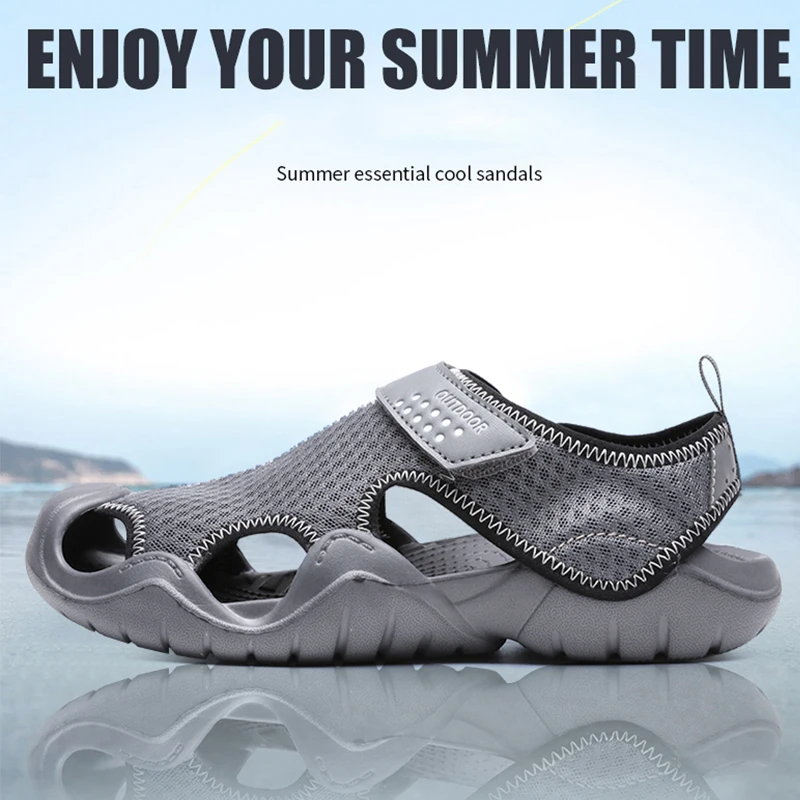 Мужские пляжные сандалии Нескользящие кроссовки для воды удобная сетчатая обувь