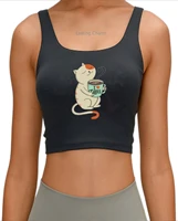 lasting charm cat and coffee fashion sports top
