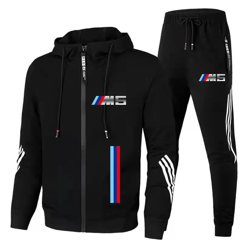 

2021New BMW M Men's Football Sets Zipper Hoodie+Pants Two Pieces Casual Tracksuit Male Sportswear Gym Brand Clothing Sweat Suit
