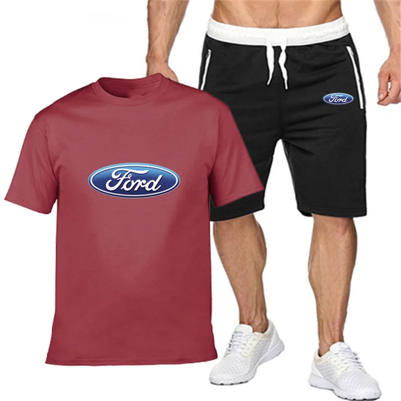 

Mens Short sleeve ford Car Logo Summer Mens t Shirt Hip Hop Harajuku T-Shirt high quality Cotton T Shirts pants suit Sportswear