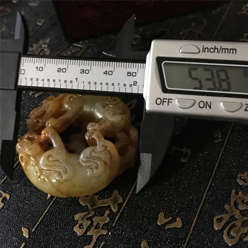 Кулон из старого нефрита с подвеской для храбрости двойные украшения