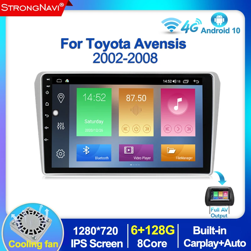 Мультимедийный проигрыватель Carplay BT 4G Lte для Toyota Avensis T25 10 0 128 экран 9 дюймов IPS Android