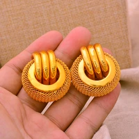 dubai nigeria ethiopian round gold color earrings for women girls african ethnic earring mom wedding jewerlry gifts