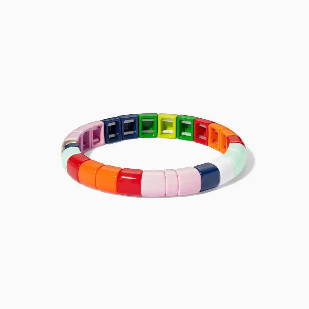 RO-B190009D Shinus Pulseras Mujer Moda Радужный Браслет для женщин, эмалированные плитки, браслеты, красочные, Boho, летние, пляжные, модные ювелирные изделия, подарок - Окраска металла: RO-B190009D