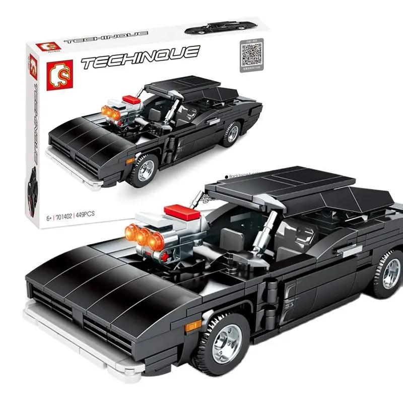 

XB701402 технологическая серия Dodge charger спортивный автомобиль детская сборная головоломка маленькие частицы строительные блоки подарок
