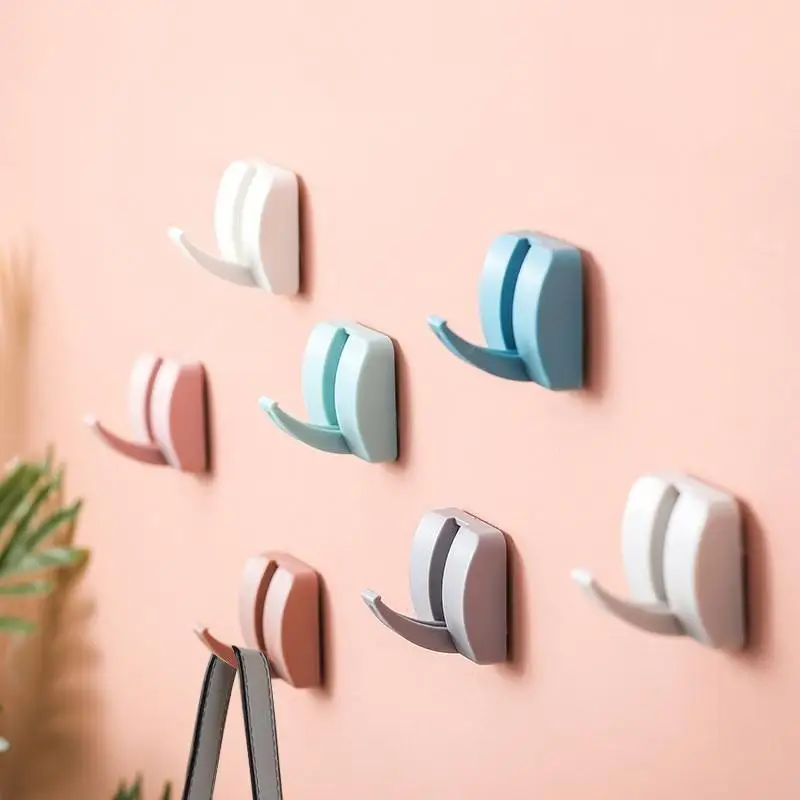 

Hidden Hooks Wall Mount Self Adhesive Candy Color Clothing Cap Storage Racks Coat Hanger Bag Keys Sticky Holder Home Wall Decor