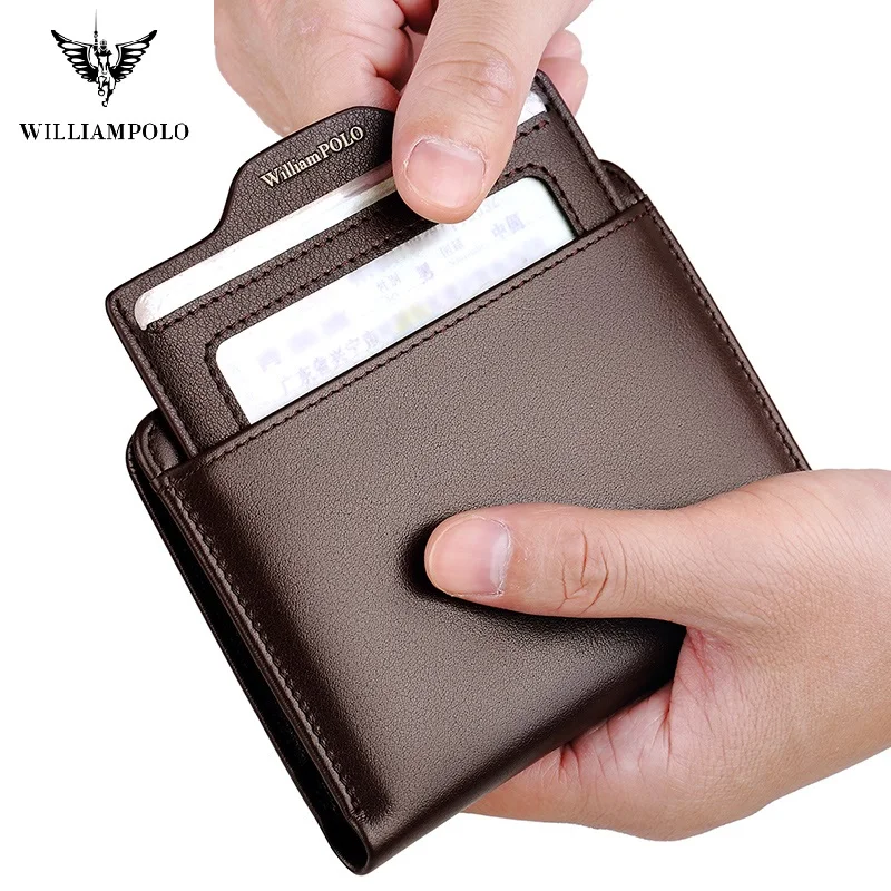 Новинка 2020 мужские кошельки WilliamPolo из натуральной кожи повседневные тонкие