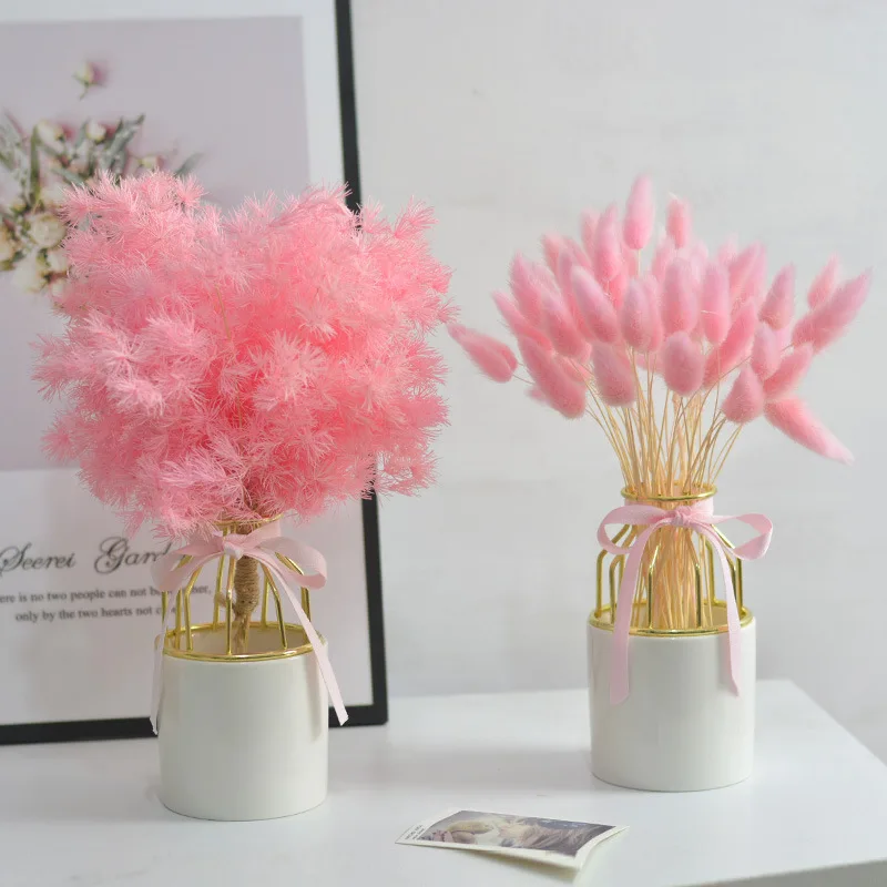 

30/60 PCS Rabbit Tail Grass Natural Dried Flower Bouquet Home Decor Wedding Decoration Pastoral Style Decoration Real Flower