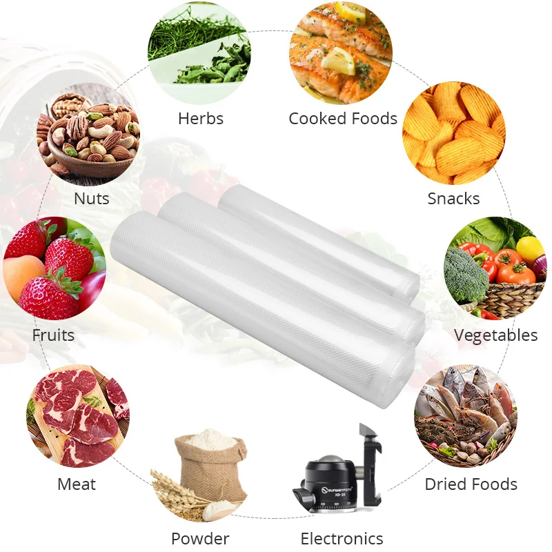 

Artence Kitchen Food Vacuum Bag Storage Bags For Vacuum Sealer Food Fresh Long Keeping 12+15+20+25+28cm*500cm 5 Rolls
