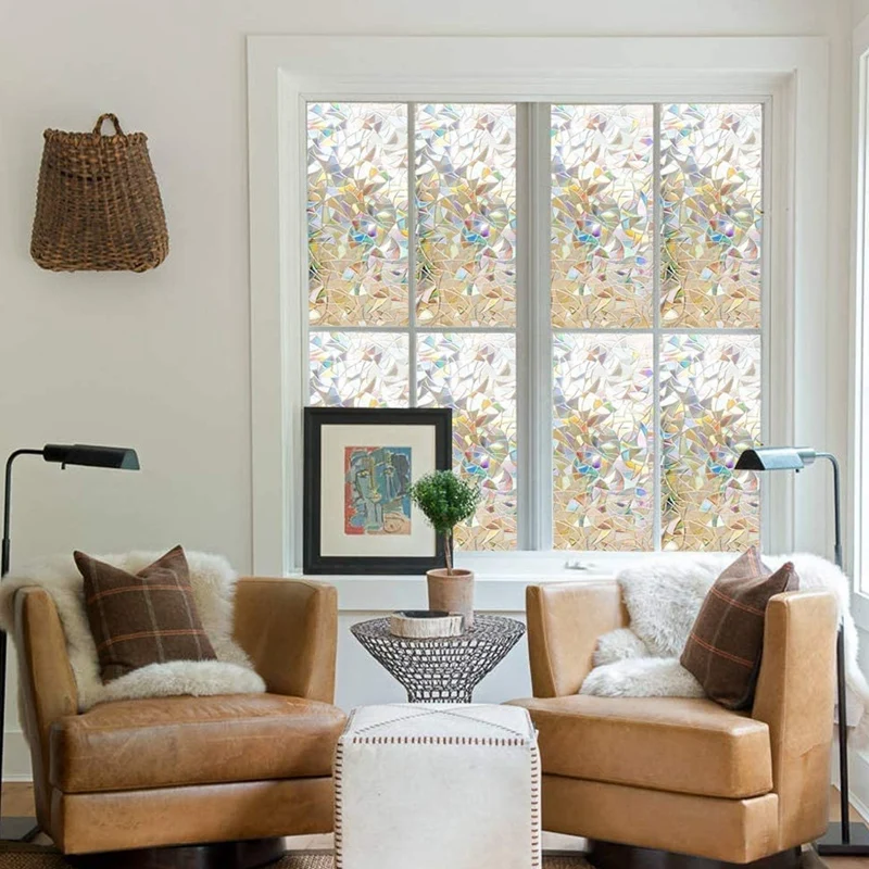 Оконная пленка для конфиденциальности Rainbow Clings 3D декоративные витражные наклейки статического крепления.