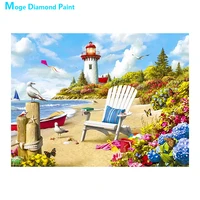 beach lighthouse lounge chair diamond painting scenic round full drill nouveaute mosaic embroidery 5d cross stitch sandy