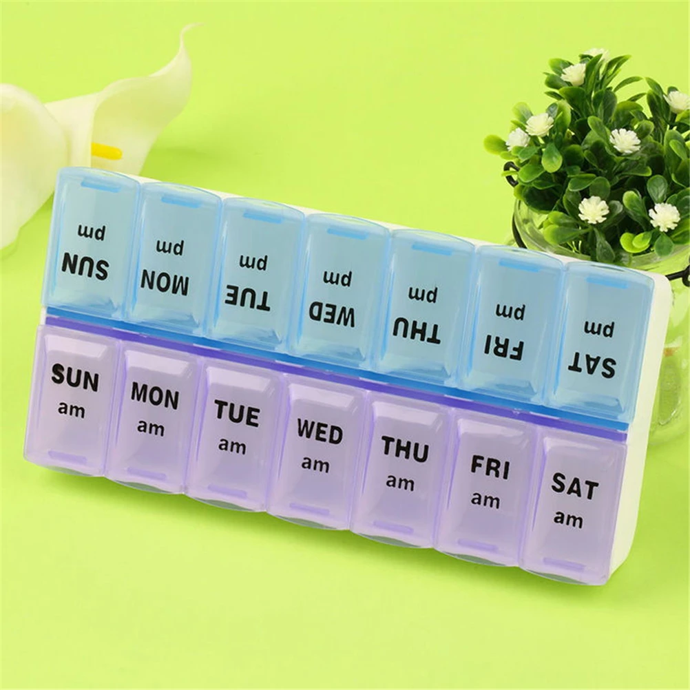 

Medical Pill Box Case Weekly 7 Day Pill Box With Clip Lids Medicine Organizer Tablet Storage Dispenser Container Storage Case