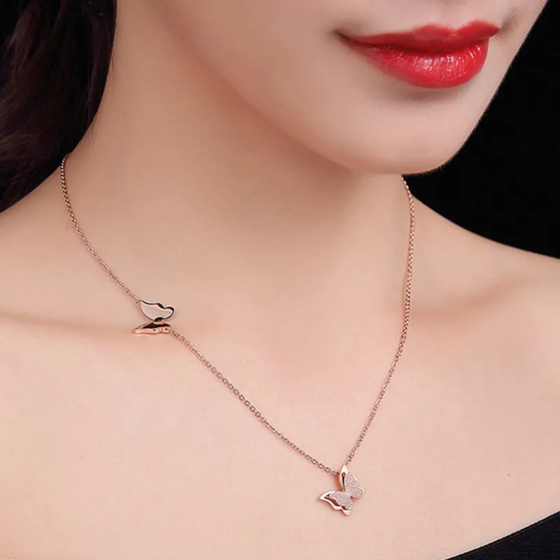 Fengnee Роскошные ювелирные изделия из нержавеющей стали для женщин Любовь розовое