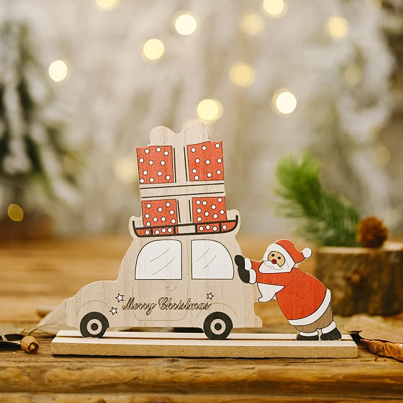 

Christmas Decorations DIY Painted Wooden Car Christmas Trolley Santa Home Ornaments Festive New Year Navidad Party Supplies