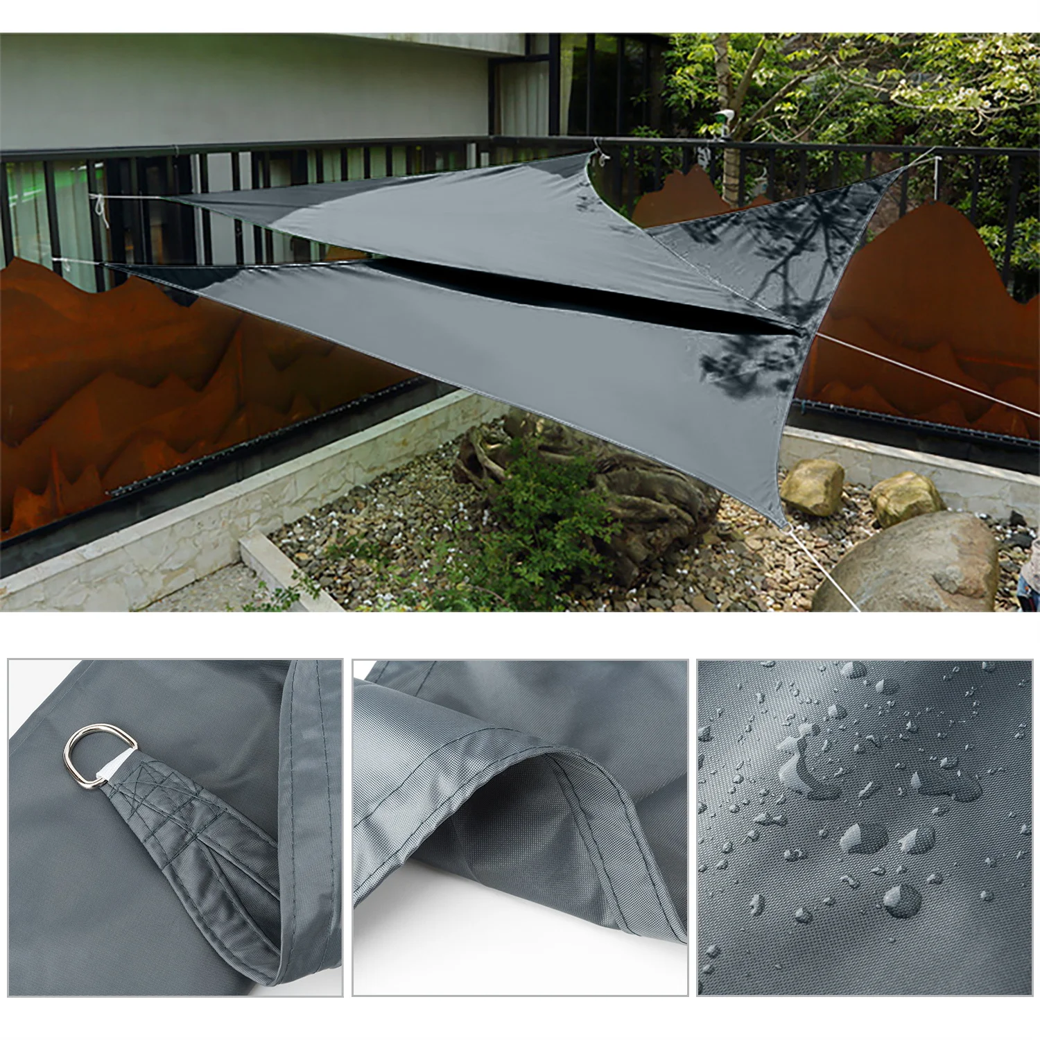 

Triangle Sun Shade Sail Waterproof Patio Garden UV Block Cover Pool Awning Canopy Sunscreen
