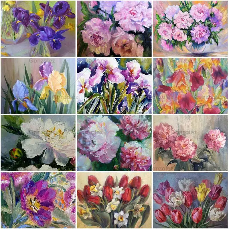 

5D Diy Flowers Diamond Embroidery Iris Tulip Peony Pictures Home Wall Art Decoration Posters Cross Stitch Mosaic Painting Gifts