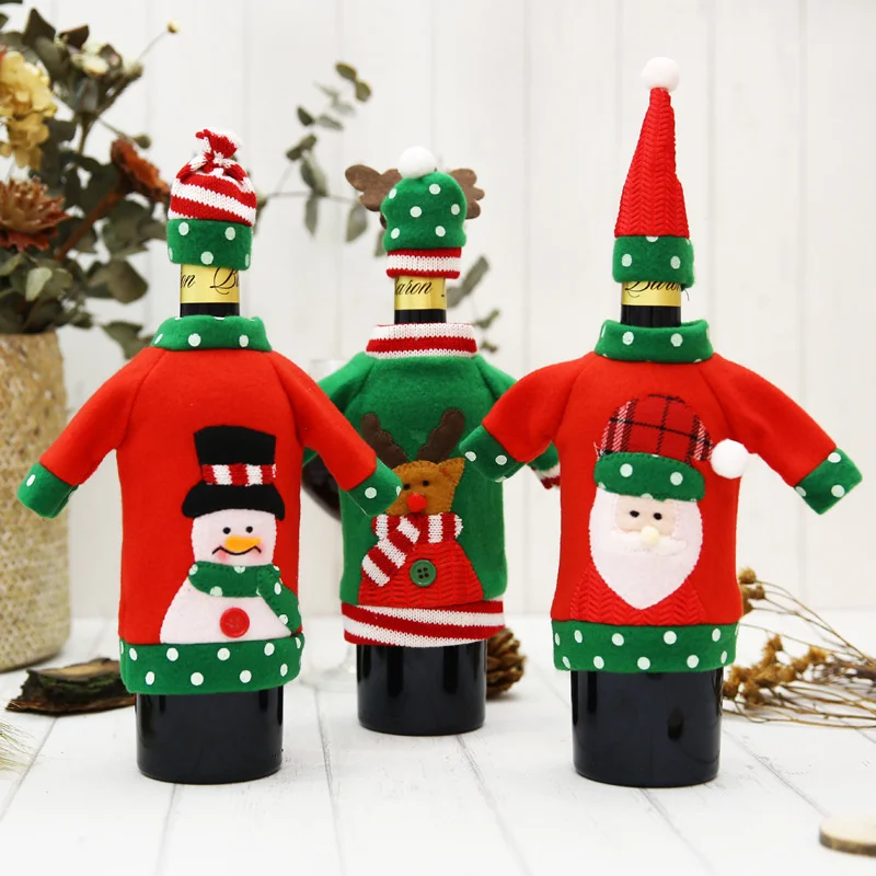

Embroidered sweater old man Snowman red wine set jewelry restaurant hotel red wine bottle set