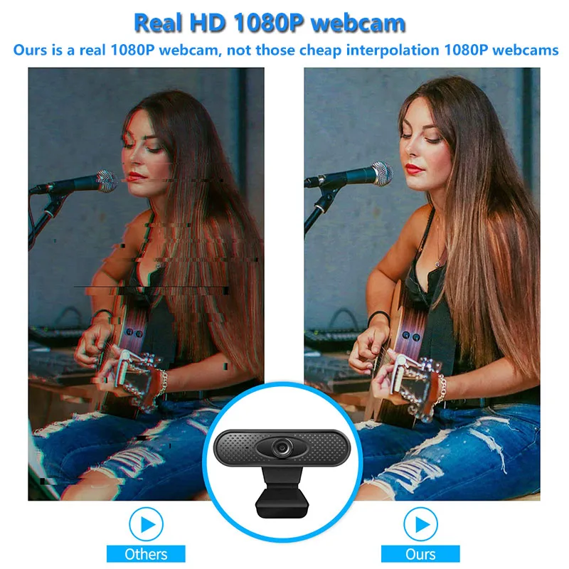 Веб камера Full HD 1080P веб для компьютера с USB разъемом и встроенным