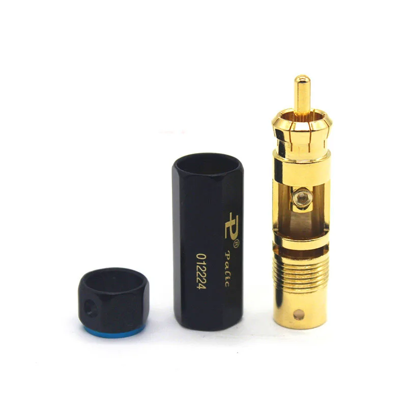 2 шт. позолоченный Hi Fi RCA разъем end самоблокирующийся аудио кабель для