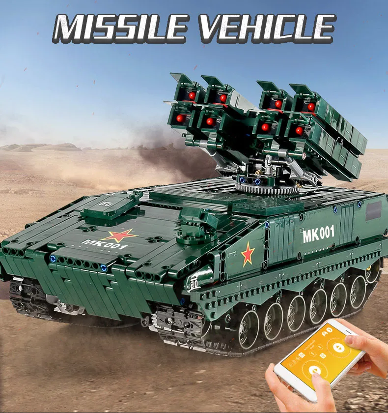 

MOULD KING MOC Main RED FLAG HJ-10 Battle anti missile Tank Model Building Blocks bricks Kids Educational Toys Birthday Gifts