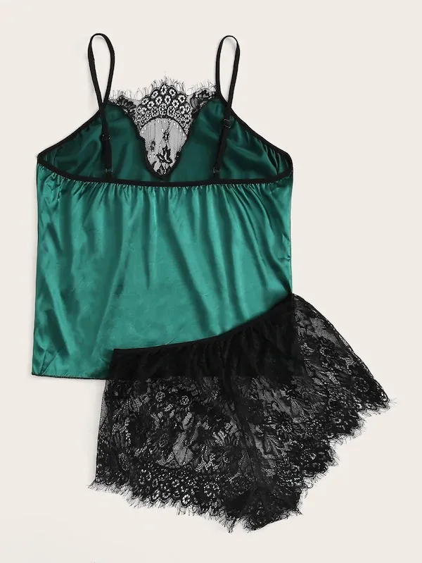 

2020 new hot silk satin sling shorts love pajamas high-end boutique big size pajamas two pieces