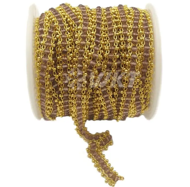 3mm WT-RBC121, WKT, натуральный камень, четки, цепочка, 3 мм, коричневый кристалл, бусины, латунь, четки, 5 метров, для женщин, стильное Изготовление ювелирных изделий - Цвет: 3mm