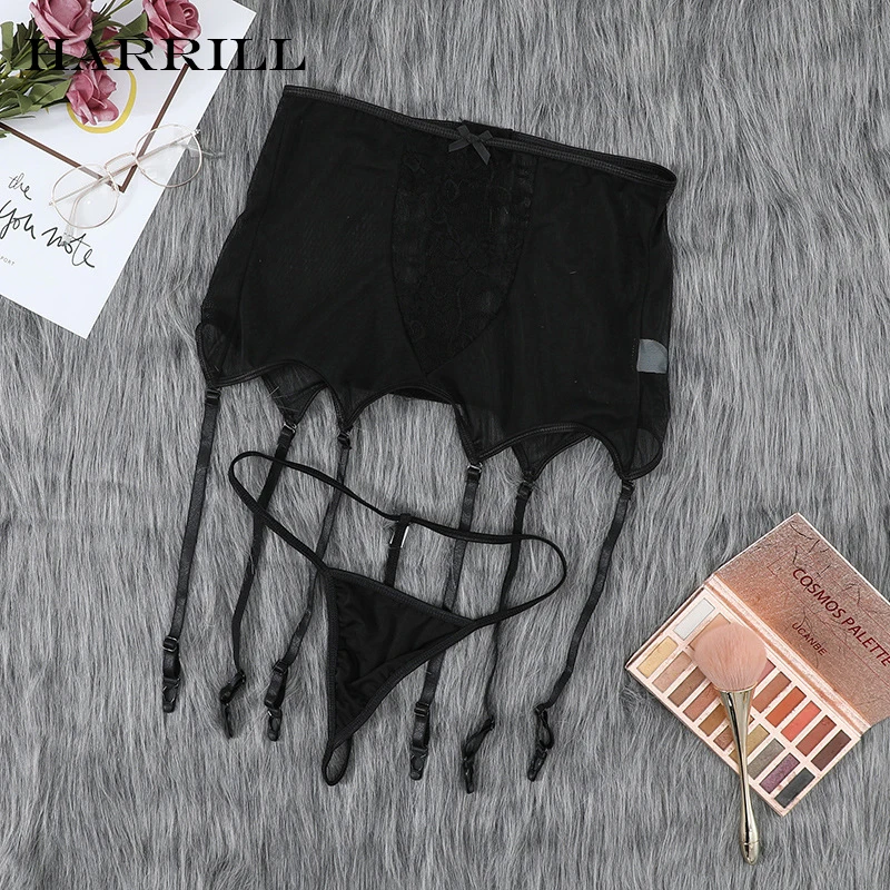 

Plus Size Transparent Sexy Garter Belt Women High Waist Print Lace Garters Underwear Female Thin Suspenders Temptation Lingerie