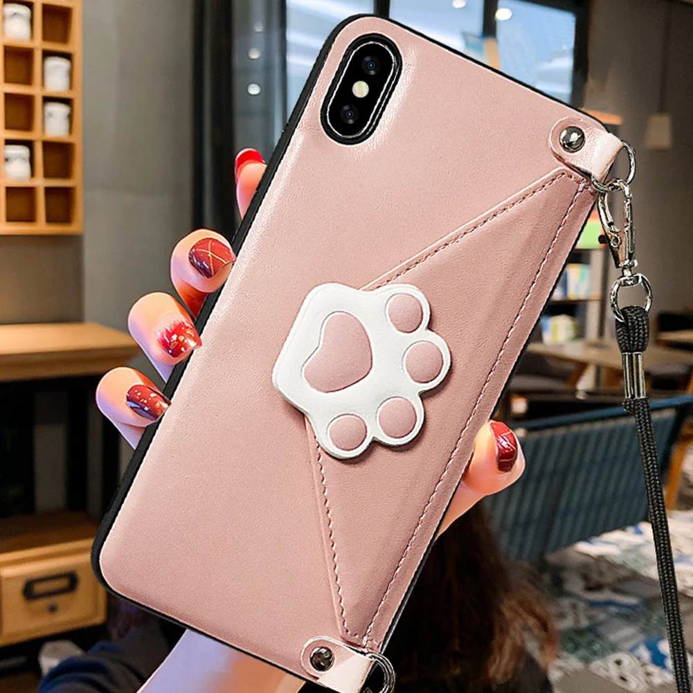 Кошелек держатель для карт ремешок чехол для iPhone 11 Pro Max кожа ТПУ сумка на плечо чехол подставка для iPhone XS MAX XR X 7 8 Plus