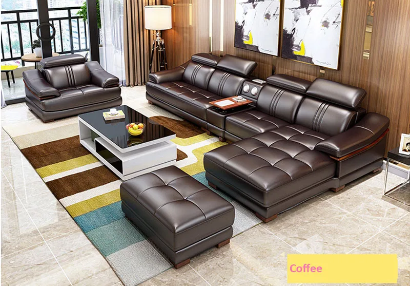 Многофункциональные кожаные диваны для гостиной в современном стиле|Наборы