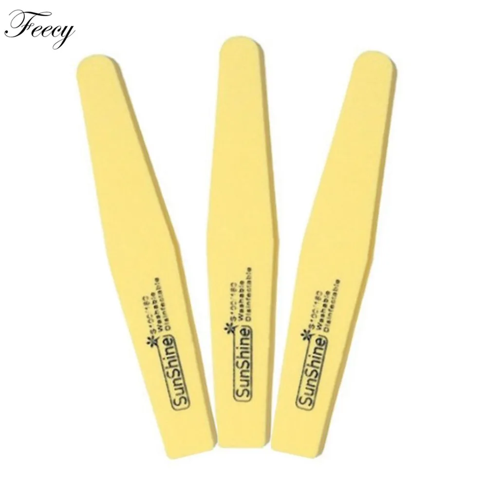 NF0301 Yellow 3pcs Пилочка для ногтей с буфером, двусторонняя пилочка для ногтей с буфером, 100/180, триммер, липовый буфер, инструмент для нейл-арта, инструмент для нейл-арта - Цвет: NF0301 Yellow 3pcs