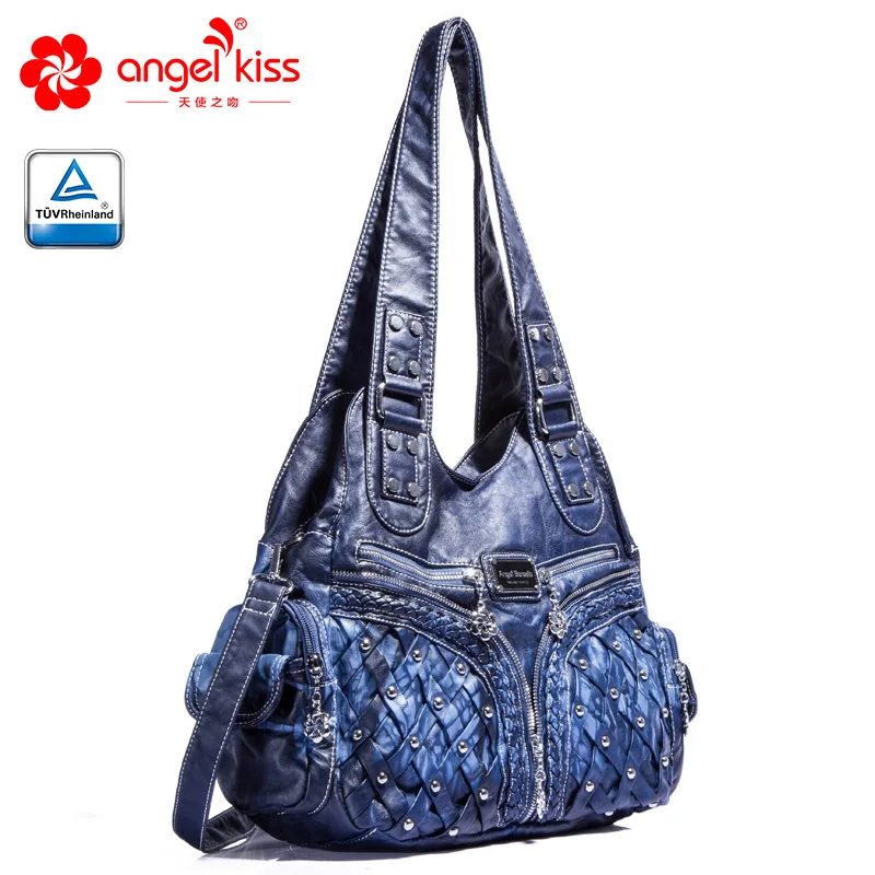 Angelkiss бренд заклепки украшенные окрашенный вручную из искусственной кожи