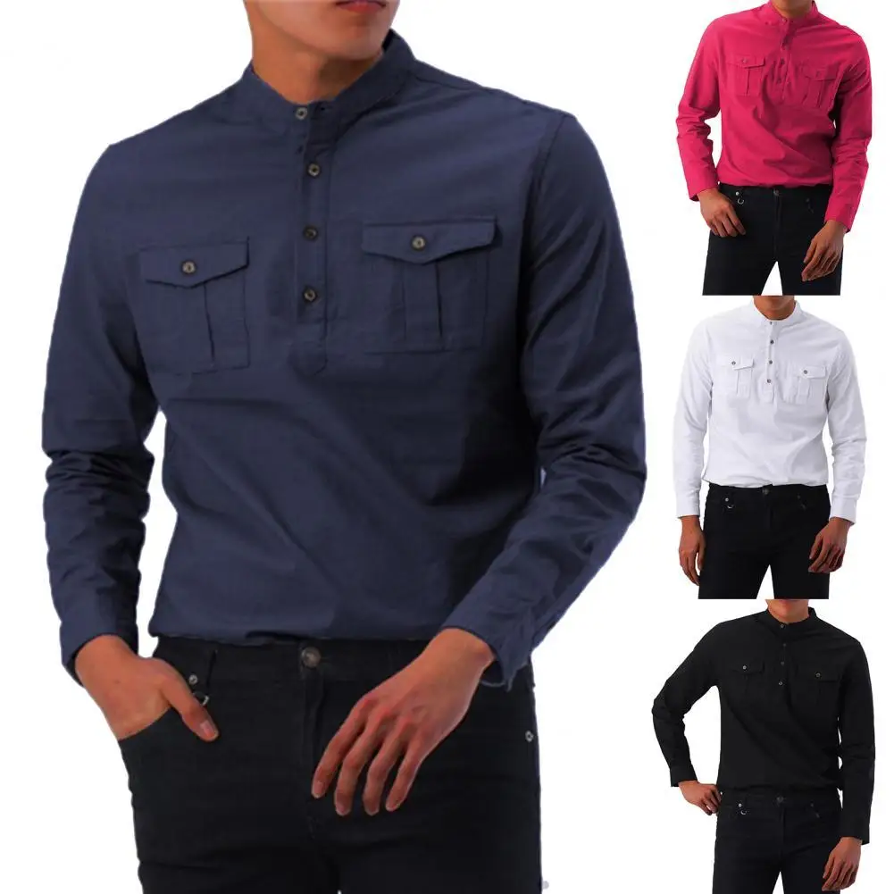 

Мужская хлопковая рубашка с длинным рукавом, белая или черная однотонная Повседневная деловая рубашка из хлопка и льна, мешковатая рубашка,...