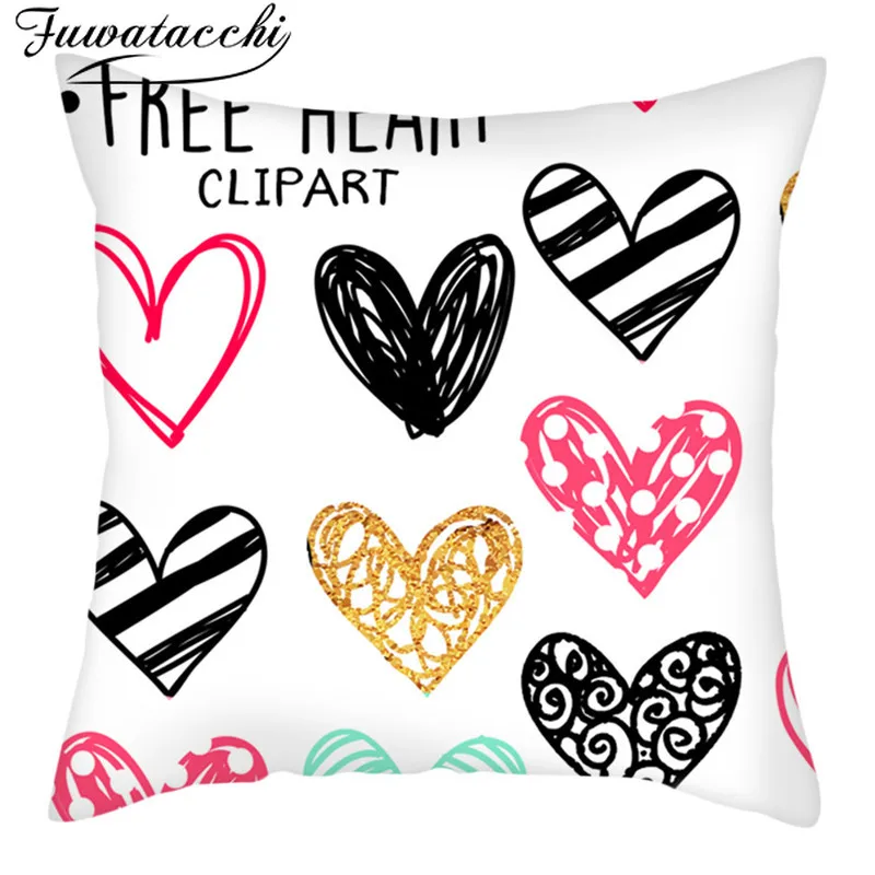 Чехол на подушку в форме сердца Fuwatacchi розовый и красный узор наволочки для