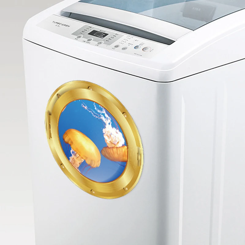 

Realistic Window 3D Sea World Wall Stickers PVC Wallpapers Diameter 29cm for WallSticker Home Decor Living Room Bedroom