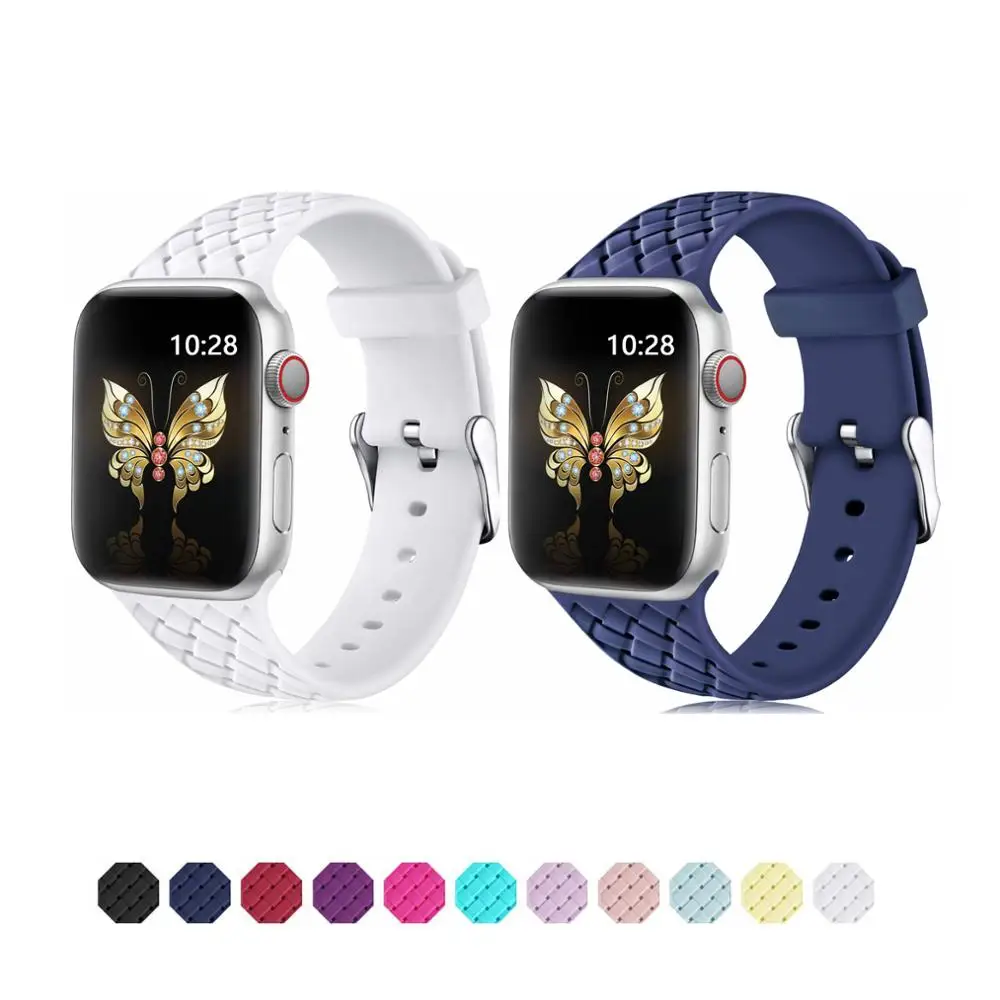 Плетеный силиконовый ремешок для Apple watch 5 4 band 44 мм 40 iwatch 3 42 38 браслет часов apple series 2