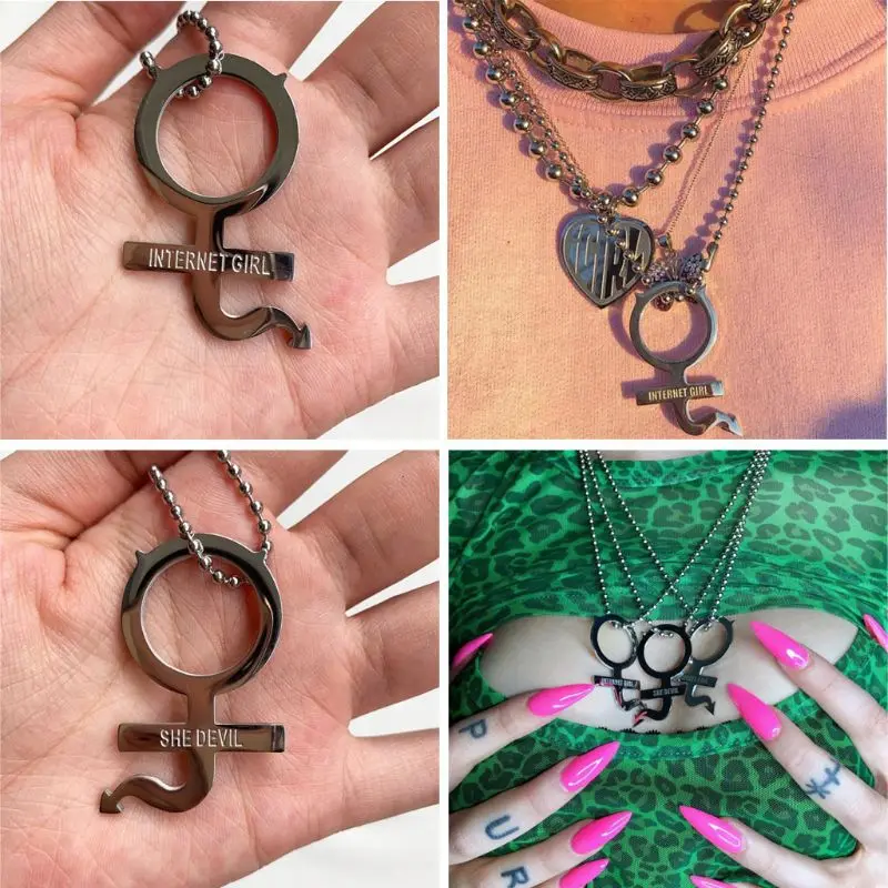 Женский Готический комплект из нержавеющей стали с подвеской в уличном стиле
