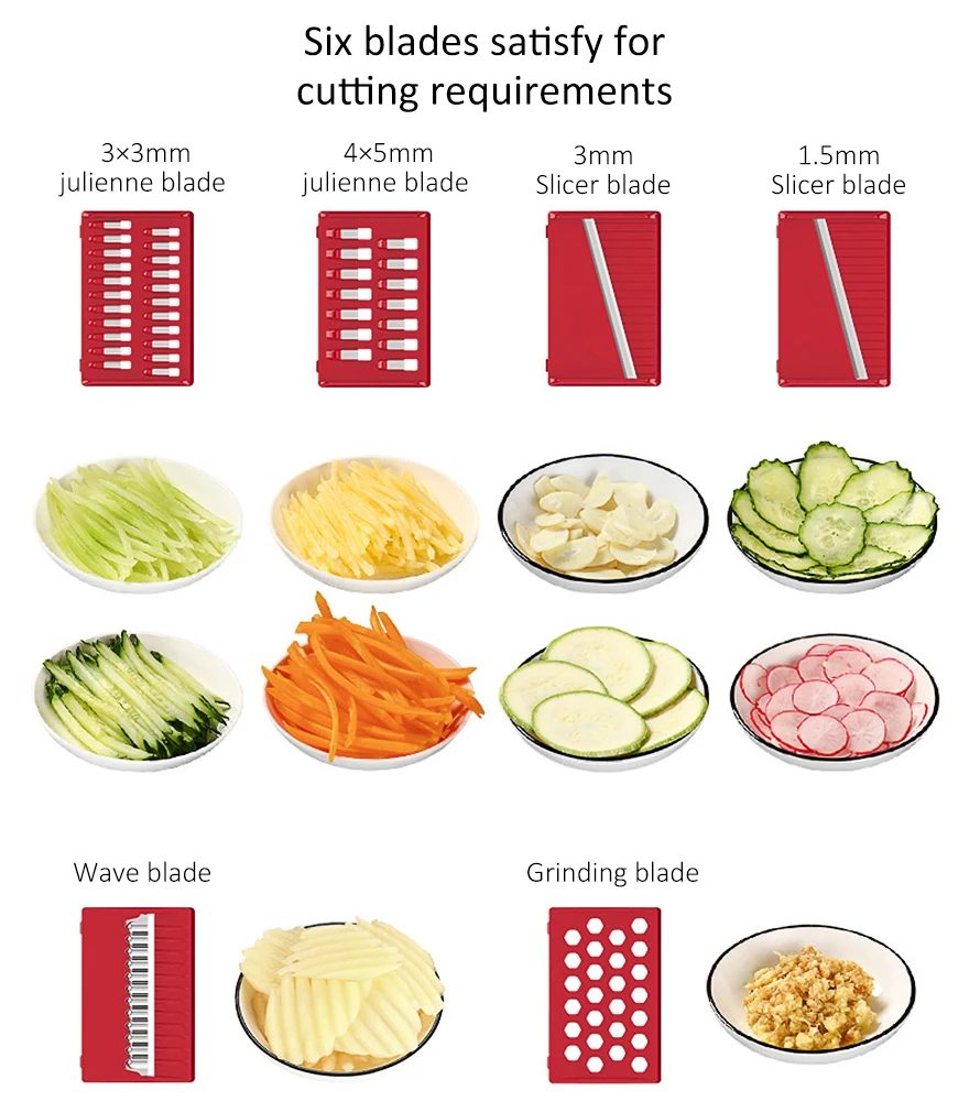 Многофункциональная овощерезка мандолина для фруктов 6 в 1 моркови Салатница