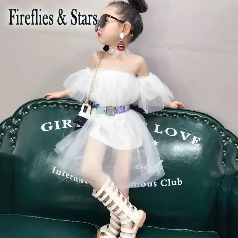 Летнее платье-пачка для девочек детское Сетчатое платье детские платья детская