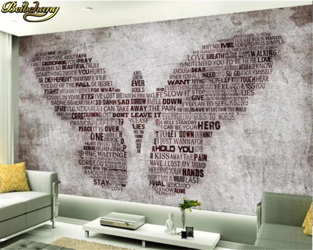 Настенные обои beibehang на заказ абстрактная мозаика английском языке Бабочка