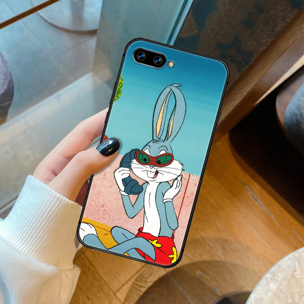

B-Bugs Cute Cartoon Bunny Phone Case Cover Hull For HUAWEI Honor 6A 7A 8 8A 8S 8x 9 9x 9A 9C 10 10i 20 Lite Pro black Hoesjes