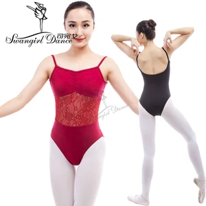 Женский гимнастический купальник, черный балетный купальник для взрослых, красный купальник для танца, 0314