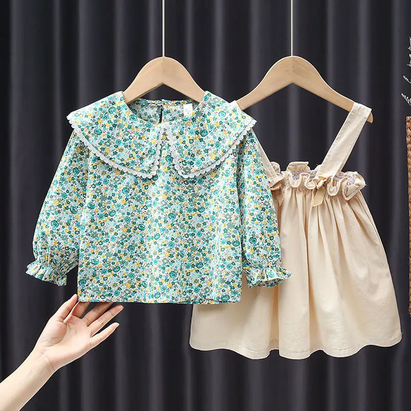 

Girls Spring and Autumn Clothing Sets 2021 New Korean Style Children's Casual Two-piece Baby Fashion Dress