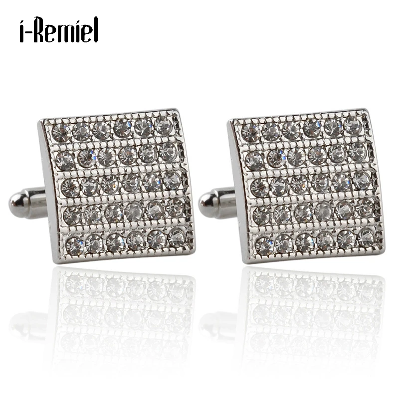 Запонки Стразы с квадратными кристаллами высококачественные французские рукава
