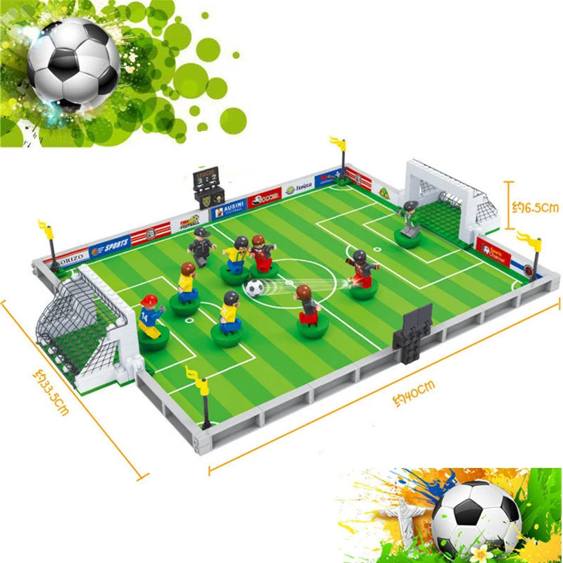 Город футбольное поле Модель Строительный комплект Детские развивающие кирпичи