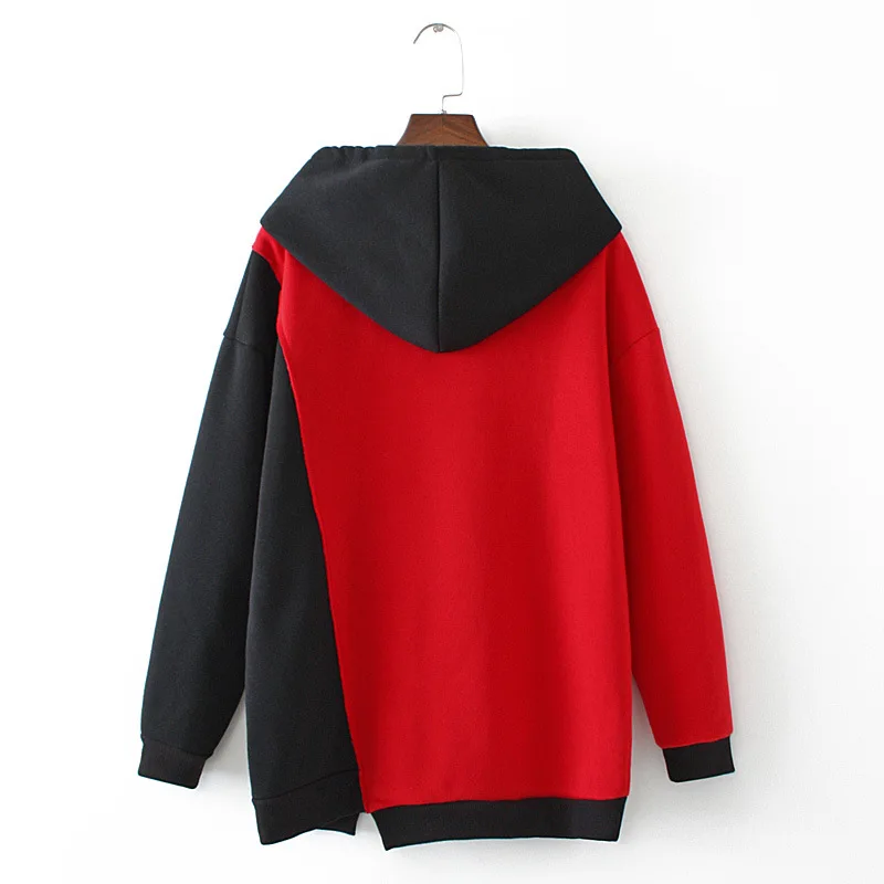 Autumn and winter large size women's hoodie 4XL5XL 6XL 7XL 8XL bust 134CM long sleeve pocket hit color hoodie