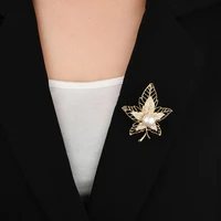 five pointed star leaf brooches women large brooch pin fashion dress coat accessories female jewelry imitation pearls zircon