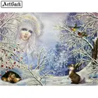 Новинка diy Алмазная картина кролик зимний пейзаж девушка полностью Квадратный бриллиант, 5D мозаика Искусство Смола стикер домашнего декора