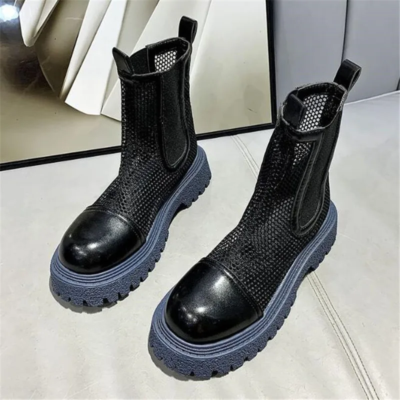 

New women's sandals fashion leather bread head mesh patchwork thick-soled lightweight comfortable versatile casual shoes women
