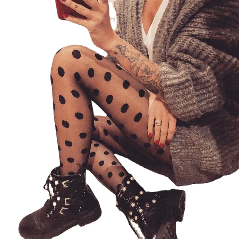 

Japan Style Dot Patterned Women Pantyhose Fashion Sweet Girl Black Sexy Tights Female Stocking Transparent Silk Tights